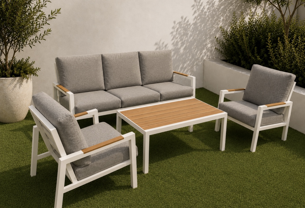 ATL-GARDA WITH TEAK 3+1+1 + COFFEE TABLE